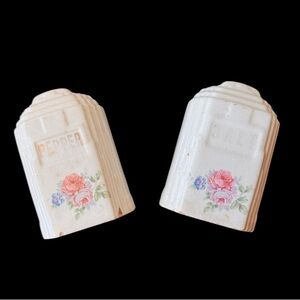 Vintage Harker pottery salt & pepper shakers with rose pattern